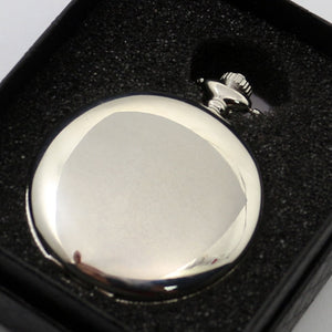 Smooth Black/Silver Case Quartz Pocket Watch