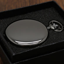 Load image into Gallery viewer, Retro Black Fashion Silver Smooth Steampunk Quartz Pocket Watch