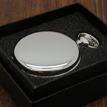 Load image into Gallery viewer, Retro Black Fashion Silver Smooth Steampunk Quartz Pocket Watch