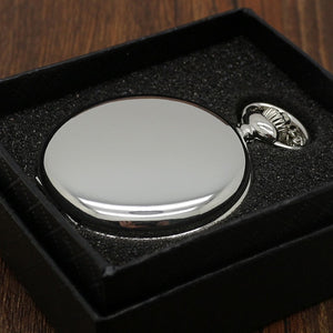 Retro Black Fashion Silver Smooth Steampunk Quartz Pocket Watch
