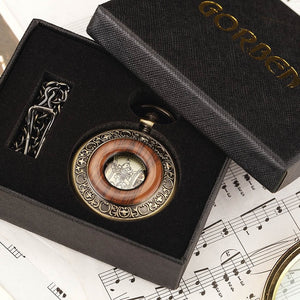 Box Package Solid Wood Mechanical Pocket Watch