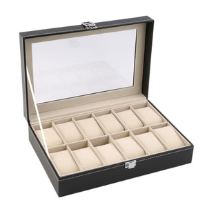 2/6/10/12 Girds Leather/Carbon Fiber Watch Box