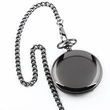 Load image into Gallery viewer, Retro Black Fashion Silver Smooth Steampunk Quartz Pocket Watch