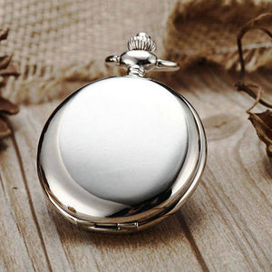 Retro Black Fashion Silver Smooth Steampunk Quartz Pocket Watch