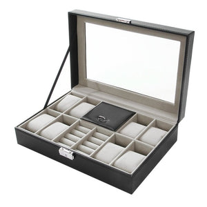 2/6/10/12 Girds Leather/Carbon Fiber Luxury Watch Box