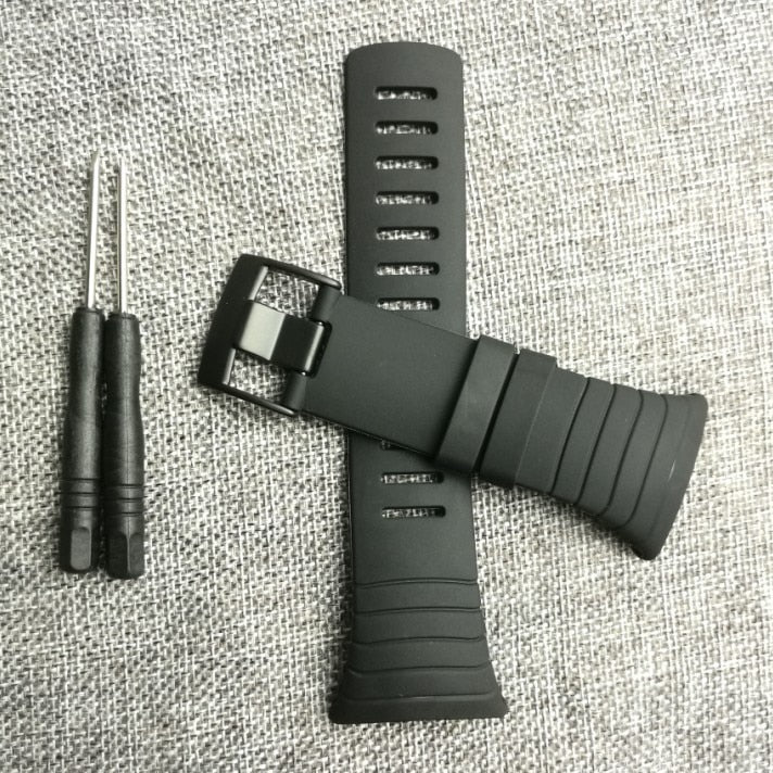 New Watch Accessories Black Rubber Strap Black Waterproof Durable Watch
