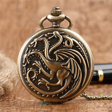 Load image into Gallery viewer, 2016 Antique Game of Thrones Strak Family Crest Winter is Coming Design Pocket Watch