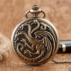 2016 Antique Game of Thrones Strak Family Crest Winter is Coming Design Pocket Watch