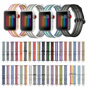 Colorful Rainbow Nylon Stripe Strap for Apple Watch Band