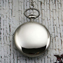 Load image into Gallery viewer, Smooth Black/Silver Case Quartz Pocket Watch