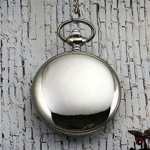Smooth Black/Silver Case Quartz Pocket Watch